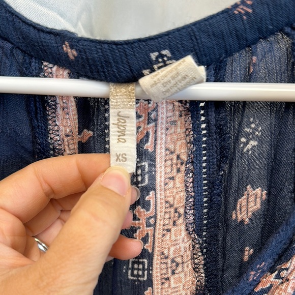 Japna Boho Flowy Blue and Pink Blouse - Picture 2 of 5